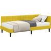 vidaXL Struttura letto angolare con materasso e testiera, 2 pezzi, colore giallo, rivestimento in velluto