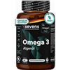 Sevens Nutrition Omega 3 Vegano da Olio di Alghe Premium - 60 Capsule - Alto Dosaggio con 1000 mg DHA + Vitamina E - Olio di Microalghe Omega-3 per Colesterolo