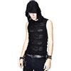 Devil Fashion Steampunk, gilet da uomo alla moda, nero, con fori a maglia, casual, a maniche lunghe, stile gotico Nero S