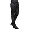 Devil Fashion Gothic Moda Nero Pantaloni Dritti Steampunk Slim Casual con Motivo Floreale Uomo (L)