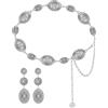 Mikovivi Set Cintura Concho Occidentale e Orecchini da Cowgirl, Elementi Ovali Argento Vintage Squisiti Catena in Vita Orecchini Pendenti Gioielli Boho Regalo per Donne Outfit da Concerto Country