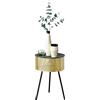 [en.casa] Tavolino da Salotto (AxØ) 50 x 35 cm con Contenitore Color Oro e Piano Tondo Rimovibile, Tavolino Basso in Metallo di Stile Treppiedi - Nero/Oro