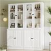 VOWNER Libreria a 5 ripiani con ante in vetro, vetrina da 180 cm, armadi da cucina, mobile alto da cucina, credenza per cucina, soggiorno, sala da pranzo, A (Bianco, 2PCS)