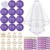 TZEKING Spilla Addio al Nubilato,37 Pezzi Addio al Nubilato Decorazione,1pc Bride to be +11pc Team Bride Spille,Cerchietto Tiara e Velo Matrimonio,Spilla, Tatuaggi,Spille Team Bride Accessori Addio