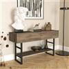 [en.casa] Tavolo Consolle Mobile Contenitore con Ripiano e Scomparti Chiusi con Ante a Ribalta Gambe in Metallo Mobile da Soggiorno Corridoio 76 x 139 x 43 cm Effetto Rovere Scuro/Nero