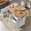 Huayz Carrello da cucina, isola della cucina, armadio da cucina con piano di lavoro pieghevole, credenza per carrello da pranzo con 3 ante e 2 cassetti, tavolo da pranzo multifunzione con spazio di