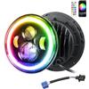Willpower 1x Fari LED 7 Pollici 50W 5000lm, Faro a Led Bianco + RGB, Rotonda Luci Fuoristrada DRL HI LO Fascio Anteriore Faro Lampada per Wrangler JK TJ LJ CJ Auto Hummer Moto