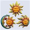 BVLFOOK Decorazione artistica da parete in metallo con volto di sole, per interni ed esterni, con sole, luna e stella, in metallo e vetro, da appendere, per esterni, soggiorno, camera da letto,