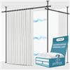 JILRON Set di aste per tende divisorie, senza foratura, ideali per appartamenti in affitto e camere da letto (2 tende bianche: H 243 x L 270 cm, asta: 109-305 x 182-508 cm)