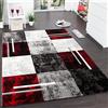 Paco Home Tappeto Di Design Moderno Orlo A Quadri Effetto Marmo Rosso Grigio Crema Nero, Dimensione:80x150 cm