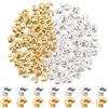 SOFPLATE 1 Scatola 400 Pezzi 4mm Copriperline Crimpare Copriperline Oro Argento Mezzotondo Piegatore Aperto Tappo Terminale Ottone Perline Distanziatrici per Artigianato Bracciali Creazione di Gioiell