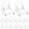 FOCCTS 24 Pezzi Porta Piatti da Esposizione Supporto per Espositore Trasparente Regolabile Cavalletti di Plastica Trasparente Portapiatti In Acrilico per Display Piatti Piani, Foto, Segnaposti