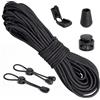FamlTol Corda in gomma da 3 mm, 12 m, set con 60 accessori (20 fermi per corda, 20 morsetti per corda, 20 cappucci), cordino elastico in gomma per campeggio, zaini, vestiti, scarpe, riparazione fai da