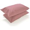 PARAMAISON Coppia Federe Cuscino Letto, Morbide Traspiranti, Set 2 Copricuscini Cotone 100% a Sacchetto, Tinta Unita | 52x82 cm Rosa Antico