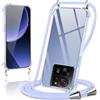 Coiwxmoi Cover per Xiaomi 13T 5G/Xiaomi 13T Pro 5G con Cordino 6.67,Trasparente Custodia con Laccio Tracolla Corda Catena Cinghia,Ultra Morbido Silicone TPU Antiurto Case, Viola