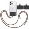 TBOC Cordino Catenella Laccio Strap Porta Cover [Marrone] + 2 Toppe di Fissaggio Aggiuntive [Nero] Telefono Cellulare Collo - Tracolla Catenina Cordini Cellulari Telefoni Universale Laccetti