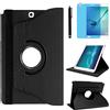 R.SHENGTE Custodia per Samsung Galaxy Tab A 9.7 pollici 2015 (SM-P550 SM-T550 SM-T555) - Rotazione di 360 gradi Custodia protettiva completa per supporto,Con Penna Stilo, Pellicola Per Schermo (Black)