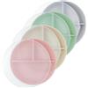 greenandlife Piatti piani in plastica infrangibili con coperchio, piatti per il controllo delle porzioni da 22,9 cm, set di 4 piatti riutilizzabili divisi, adatti al microonde e alla lavastoviglie