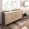 Dmora - Credenza Avez, Buffet da soggiorno, Madia moderna da salotto a 3 ante, 155x43h75 cm, Rovere e Antracite