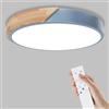 Yexati Plafoniera a LED con Temperatura di colore Regolabile,32W 3000K/4000K/6000K 3200LM, IP54, Plafoniera Led Soffitto Moderna in Legno Con telecomando,Adatto a Soggiorno,Camera da letto,Blu