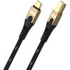 OEHLBACH USB Primus CB - Cavo USB tipo C a tipo B - Velocità dati 480 Mbps, guaina in tessuto di alta qualità, conduttore interno HPOCC, efficace schermatura a 3 strati, nero/oro - 1 m