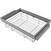 Emuca - Kit cassetto in filo metallico e telaio regolabile Quartz per armadi, chiusura ammortizzata e estrazione totale, modulo da 80 cm, finitura titanio
