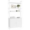 Relaxdays Libreria, HxLxP: 159,5 x 60 x 24 cm, 6 Ripiani, scaffale con sottobanco, MDF e Metallo