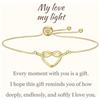 COAI Bracciale in Argento Sterling 925 Placcato Oro 14k da Donna con Charm Cuore, Bracciale Cuore da Donna con Dedica My Love My Light Regalo Romantico per Lei