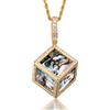 CHFUDN Unisex Collane Personalizzata Hip Hop, Collana con Foto All'interno, Pendente Brillantino Personalizzato, Regalo di Collana con Foto di Cubo a 6 Facce Personalizzata per Uomini Donne (Esagono - Oro)