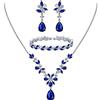 Clearine Wedding Zirconia cubica Set di Gioielli per Le Damigelle d'Onore, Cristallo Goccia Ciondolo Collana Tennis Bracciale Lampadario Foglia Orecchini Dangle per Donne