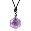 COAI Collana Unisex Regolabile con Pendente Esagono di Ametista, Collana con Ciondolo di Ametista per Uomo e Donna