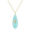 COAI Collana da Donna con Ciondolo Lacrima di Amazzonite Pietra Naturale, Collana Pietre Dure da Donna Catena Acciaio Inox Placcato Oro 18K