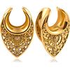 Vankula Dilatatori Lobo Sella tunnel dilatatore orecchie in Acciaio inossidabile Vacuo lobi piercing espansori Gioielli Uomo Donna 25mm(1) Oro