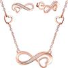 Yumilok-Collane da donna, collana e orecchini in argento sterling S925 con collana e orecchini con simbolo dell'infinito, collane d'amore traforata, orecchini con zirconi incastonati