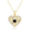 PAKORIO Collana moissanite Albero della Vita con cuore romantico donna, 0,5ct VVS1, placcata oro 14K, ipoallergenica, catena regolabile 40-45cm, anti-ossidazione, regalo(Nero)