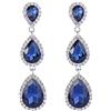 Clearine Orecchini Donna magnifico Piccolo - Grande Triple a goccia Cristallo pendenti Blu scuro Argen-fondo