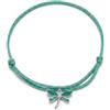 Ategazza Bracciale Donna Tessuto con Ciondoli Argento lunghezza regolabile 13-25cm GB12 (Verde)