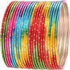 Touchstone Colorful 2 Dozen Bangle Collection Collezione Indiana Bollywood Lega di Metallo Strutturato Multicolor Designer Gioielli Braccialetti Speciali Set di 24 in tonalità Oro per Le Donne