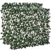 Outsunny Siepe artificiale foglie da parete frangivista 2 pannelli lunghezza regolabile 295 x 70 cm reticolo estensibile fogliame realistico in PE verde
