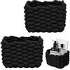 Aolso Cesto Portaoggetti in Corda di Cotone Intrecciato, 2pcs Contenitore Bagno Portaoggettii, Cestino Cameretta,Cestini Decorativi Quadrati per Portaoggetti per Trucchi,Giocattoli, Calzini, Nero