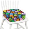 omedecal Rialzo Sedia per Bambini, Seggiolino da Tavolo per Bambini Lavabile Cartoon Cuscino con 2 Regolabile Cinghie & Base Antiscivolo 32 x 32 x 10 cm - Emoticon