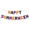 Fukaisu 2pz Striscioni Summerween, Striscioni Glitterati Pre-Assemblati Happy Summerween Divertenti Decorazioni per Feste Estive di Halloween per Ufficio e Casa