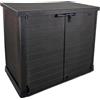 Duramax Cedargrain StoreAway da 1200 L, casetta da giardino in plastica, con coperchio piatto per esterni, ideale per attrezzi, bici, barbecue e 2 bidoni da 240 l, 145 x 85 x 125 cm, Marrone