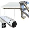MADELUX Gazebo certificato IGNIFUGO pieghevole alluminio piantone esagonale 45mm portatile estendibile richiudibile estensibile per fiere eventi stand chiosco tenda tendone (laterali esclusi) (Bianco, 3x6m)