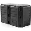 BURI Composter, 800 l, 135 x 72 x 83 cm, resistente alle intemperie, coperchio pieghevole, compostiera da giardino, compostiera termica, compostiera rapida