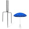 dellyy Supporto Ombrellone con Picchetto da Terra, Picchetto per Ombrellone in Acciaio per Spiaggia e Giardino, Ancoraggio in Metallo per Pali Ø22-25 mm, Ideale per Campeggio, Pesca e Prato