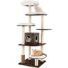 GYMAX Tiragraffi per Gatti, 86,5 x 86,5 x 176 cm, Carico 15 kg, Tronchi in Sisal, Cuscino Rimovibile Lavabile, Ideale per Gatti Grandi Adulti (Marrrone)