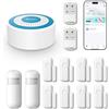 PGST Sistemi di Sicurezza Casa Intelligenti,Sistema Allarme Porta Wifi con Sensore Finestra,Rilevatore Movimento,Controllo Remoto App Tuya,Compatibile con Alexa e Google per Appartamento