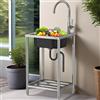 KOKANIGODVA 42x37x82cm Lavello Acciaio Inox da Esterno Autoportante lavabi in Cucina 1 Vasca Lavandino Commerciale Vasca singola con Caldo e freddo Rubinetto per Lavanderia/Ristorante/Giardino/Garage