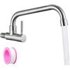 Behogan Moderno montaggio a parete, rubinetto per acqua fredda a parete in acciaio inox, rubinetto per acqua fredda con rotazione di 180°, rubinetto da bar, rubinetto da parete per bagno, montaggio a parete